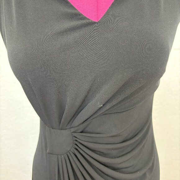 Connected Apparel Black Long Mock Wrap Dress with Slit - Picture 3 of 6